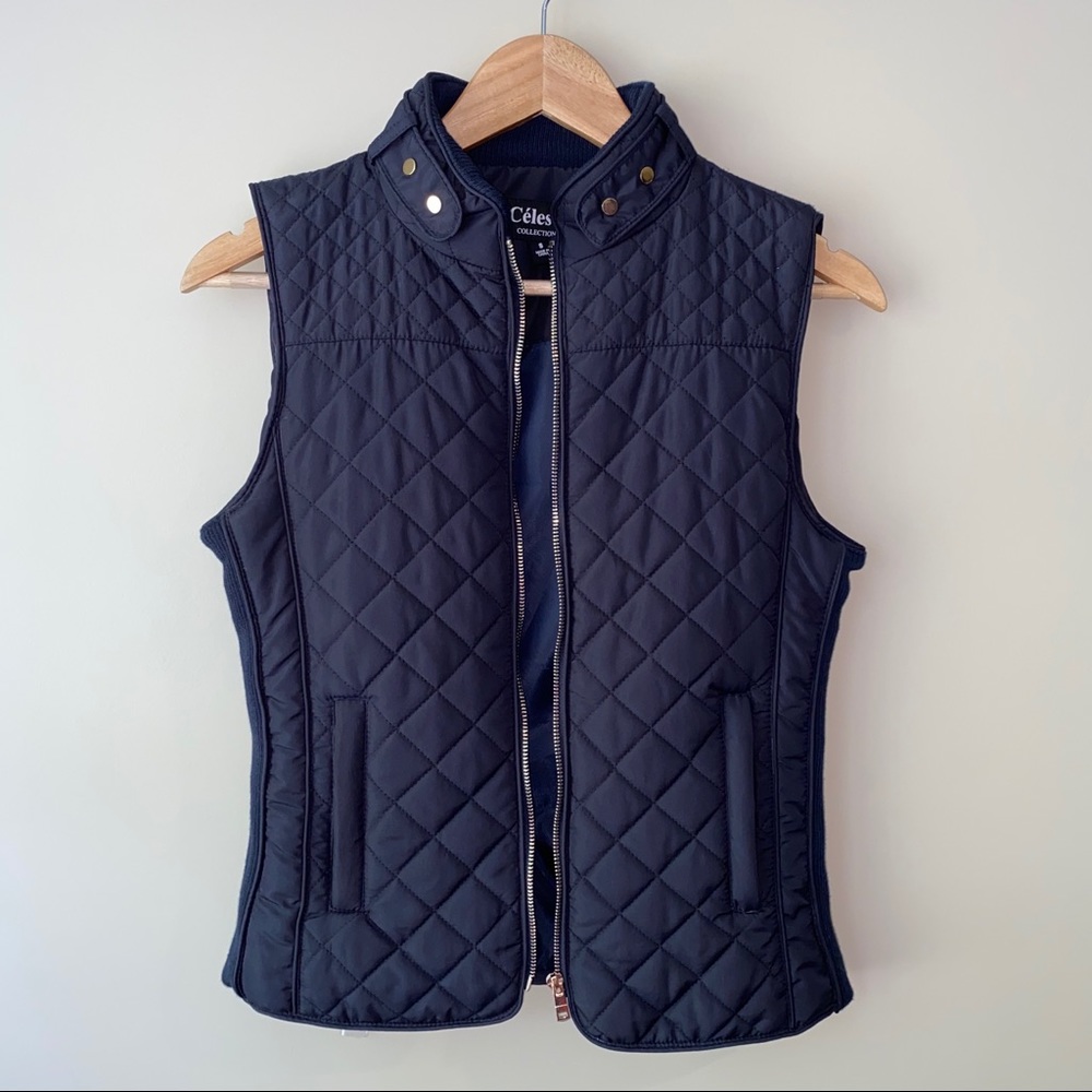 [NWOT] Black Quilted Vest with Gold Hardware